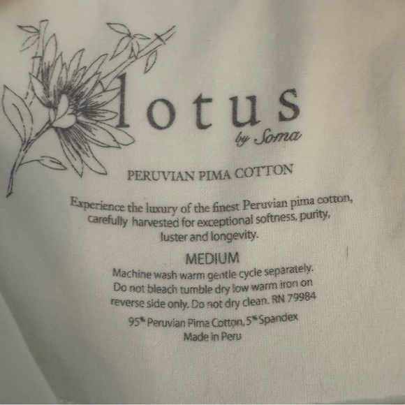 Lotus by Soma Peruvian Pima Cotton V Neck Abstract Artsy Print Cream Shirt Sz MD - Picture 5 of 10